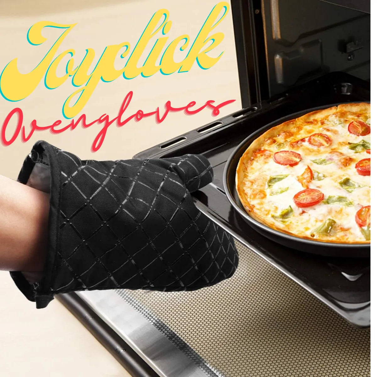 2 pcs Kitchen Oven Mitts With Non-Slip Silicone Printed Cotton Glove 1 Pair of Heat Resistant Cooking Baking Grilling Tools