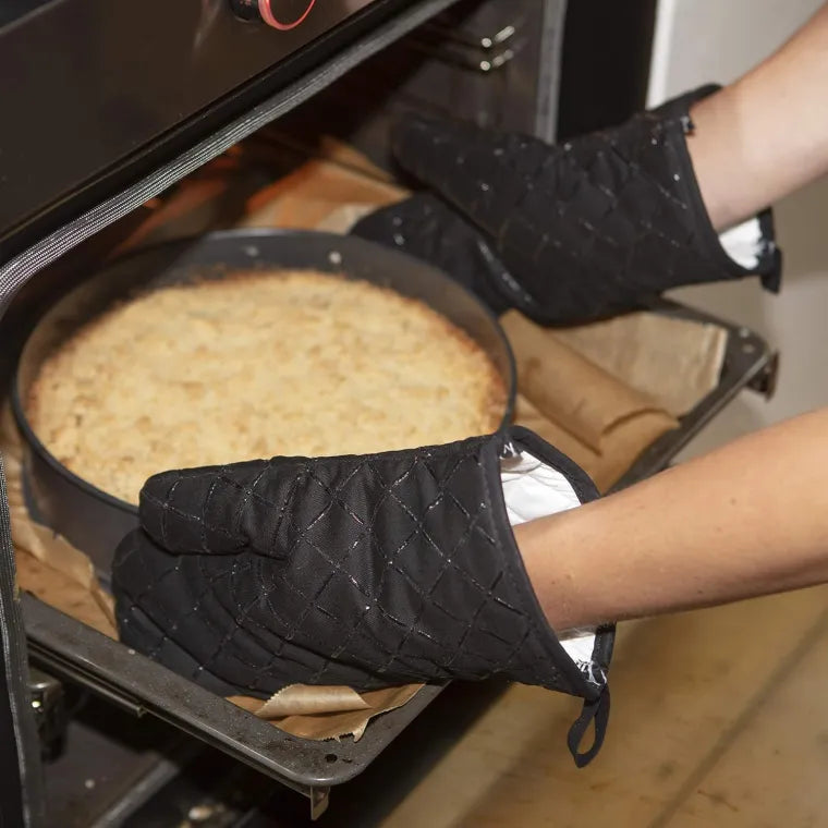 2 pcs Kitchen Oven Mitts With Non-Slip Silicone Printed Cotton Glove 1 Pair of Heat Resistant Cooking Baking Grilling Tools