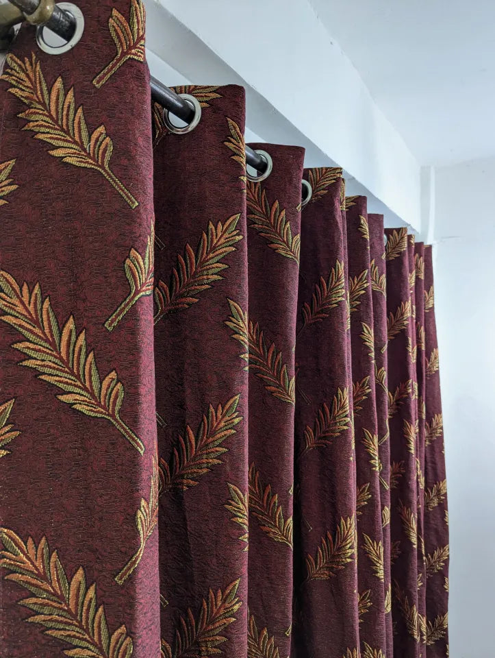 Elegant 3D Design Curtains For Your Bedroom Window Set Of 3 Curtains & 1 PC