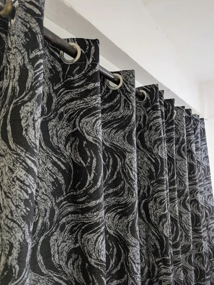 Elegant 3D Design Curtains For Your Bedroom Window Set Of 3 Curtains & 1 PC