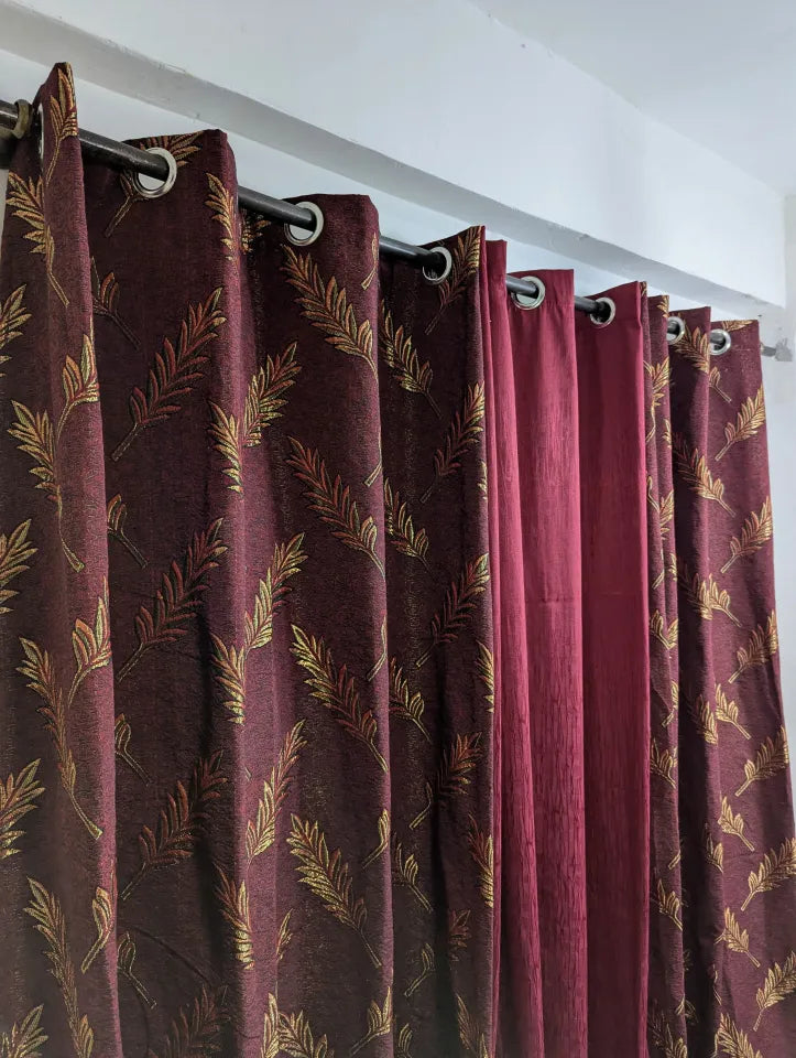 Elegant 3D Design Curtains For Your Bedroom Window Set Of 3 Curtains & 1 PC