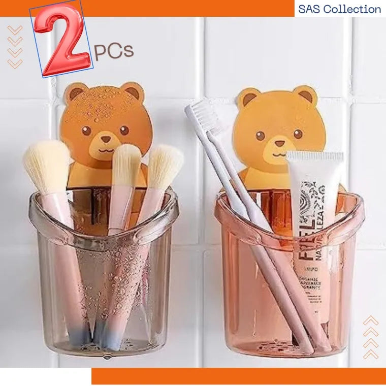 Cute Bear Wall Mounted Toothbrush Holder