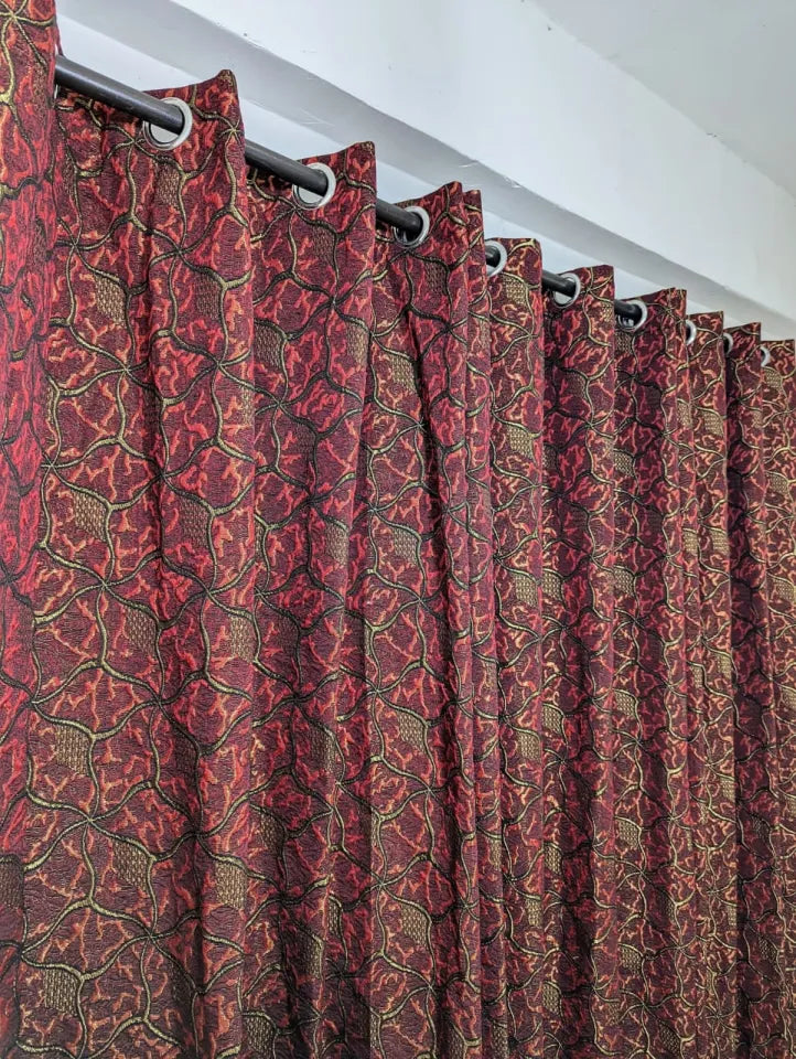 Elegant 3D Design Curtains For Your Bedroom Window Set Of 3 Curtains & 1 PC