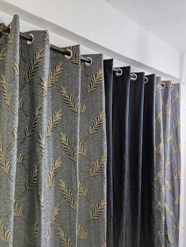 Elegant 3D Design Curtains For Your Bedroom Window Set Of 3 Curtains & 1 PC