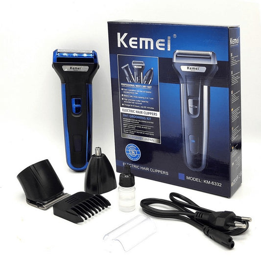 Kemei 3-in-1 Rechargeable Grooming Kit – Hair Clipper, Shaver & Beard Trimmer for Men